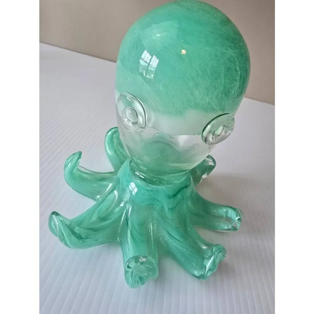 Blown Glass Octopus Green/Clear